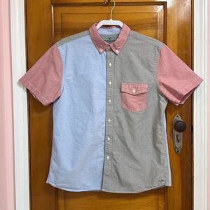 American Eagle Red Blue Grey Button Down Shirt Slim Men’s Large